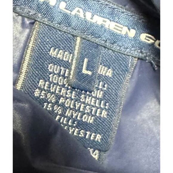 Polo Ralph Lauren Golf Women’s Size Large Reversible Puffer Vest Navy Blue Gold - Picture 9 of 13